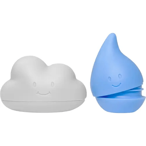 Ubbi Muted Color Cloud and Droplet Silicone Bath Squeeze Toys for Toddlers and Baby, Fun Interactive Bath Time Accessory, Set of 2