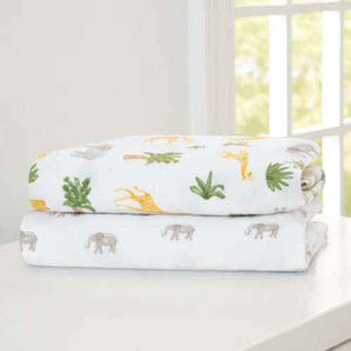 Delta Children Safari Friends Fitted Crib Sheets - 2 Pack