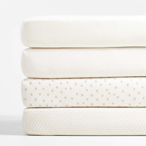 Comfy Tee Whisper Solid Natural 100% Organic Cotton Jersey Baby Crib Fitted Sheet