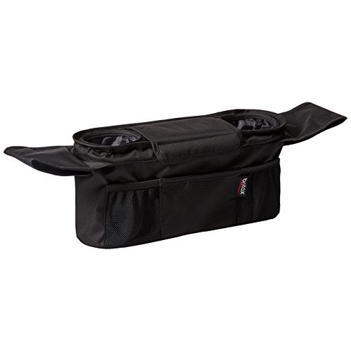 Britax Stroller Organizer with Insulated Cup Holders | Large Center Compartment with Magnetic Closure + 3 Outer Pockets + Folds with Stroller, No Removal Needed Black