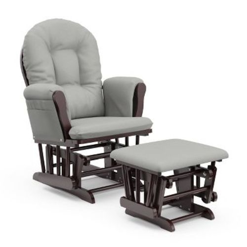 Storkcraft Hoop Glider Nursery Rocking Chair and Ottoman - Espresso Frame/Light Gray Fabric