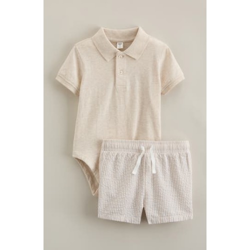 Cotton Polo Bodysuit & Shorts Set, 3M
