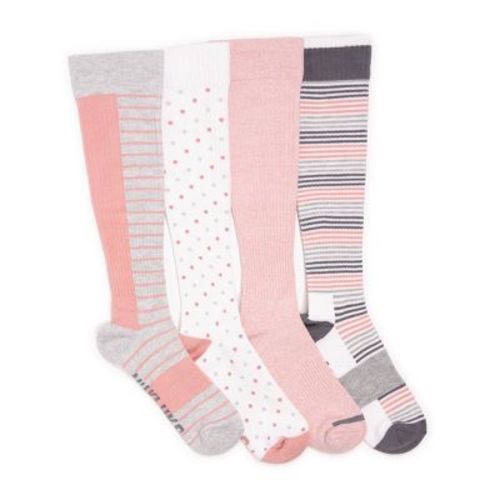 Muk Luks Women's 4 Pack Compression Sock, Blush Pink, OS (6-11)