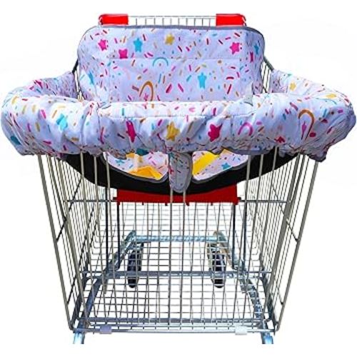 2 in 1 Shopping Cart Cover&High Chair Cover for Restaurant Seat, Grocery Cart Cover for Baby Infant Toddler Girl/Boy Reversible, Machine Washable (Graffti)