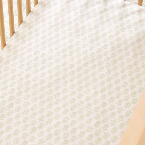 Thistle Crib Sheet in Fog Green