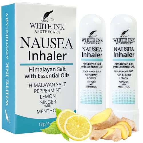 White Ink Nausea Relief Essential Oil Inhaler | 100% Natural | Travel | Motion or Morning Sickness | Pregnancy | Upset Stomach | Queasiness | Chemotherapy