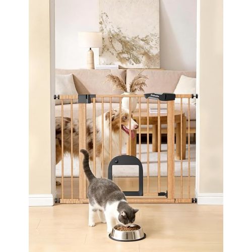 Babelio Baby Gate with Adjustable Cat Door, CatPrivilege III, 29-43"