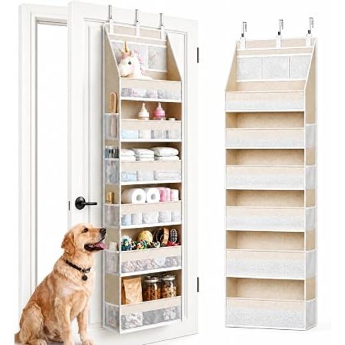 Over The Door Organizer, 6 Tier Hanging Storage with Mesh Pockets