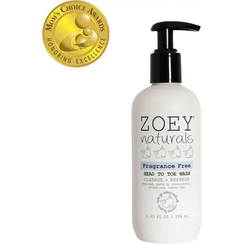 Absolutely Natural Zoey Naturals Fragrance-Free Head to Toe Baby & Toddler Wash – Tear-Free Body Wash and Shampoo with Gentle pH for Sensitive Skin – 9.65 oz