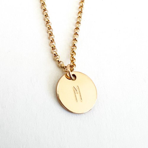Letter disc pendant necklace