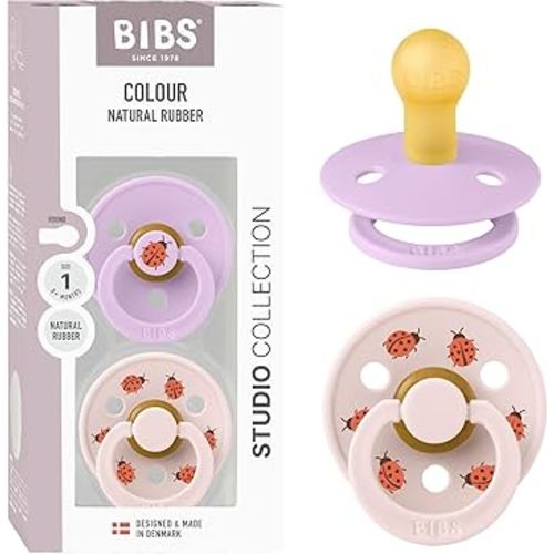 Amazon.com : BIBS Colour Pacifier, 0-6 Months, 2-Pack, Round Nipple, Violet Sky/Petal | Natural Rubber | Size 1 | BPA-Free | Made in Denmark | High Nipple Acceptance | Airflow Holes | Comfort Shield : Baby