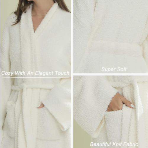 DOOWELL Women's Knit Lightweight Absorbent Robes, Soft Spa Bathrobe Loungewear with Pockets