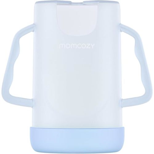 Momcozy Baby Pouch Holder No Squeeze, Baby Food & Juice Box Holder, Mess-Free, Easy Grip for Self-Feeding, BPA-Free & DEHP-Free, Must-Have for Babies, Blue (Pack of 2)