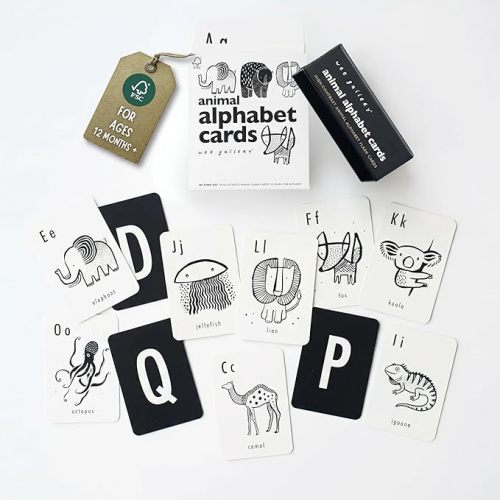 Wee Gallery High Contrast Alphabet Cards Letter Flash Cards, ABC Flashcards for Toddlers, Preschool Large Alphabet Flash Cards