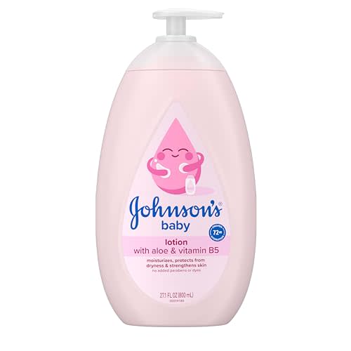 Johnson's Baby Lotion with Coconut Oil, Aloe Vera & Vitamin B5, 72 HR Hydration, Skin Moisturizer, Hypoallergenic, Safe for Newborn, Protects From Dryness & Strengthens Skin, 27.1 fl. oz