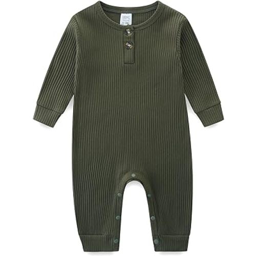 Unisex Newborn Baby Romper Ribbed Onesie Infant Long/Short Sleeve Jumpsuit
