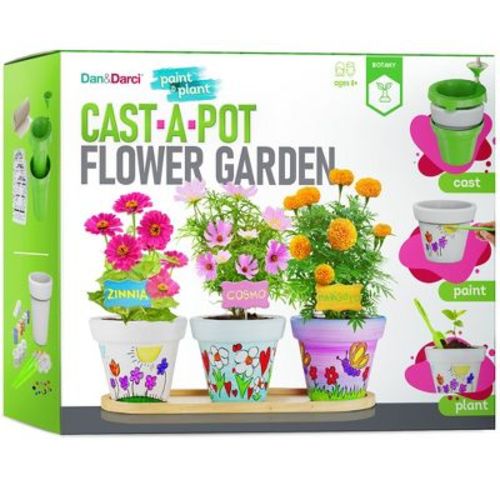 Dan&darci Cast-a-pot Flower Garden Craft Kit For Kids – Paint, Plant, And Grow Flowers