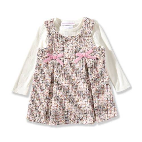 Bonnie Jean Baby Girls Sleeveless Boucle Knit Patterned Jumper Dress & Long-Sleeve Rib-Knit Top