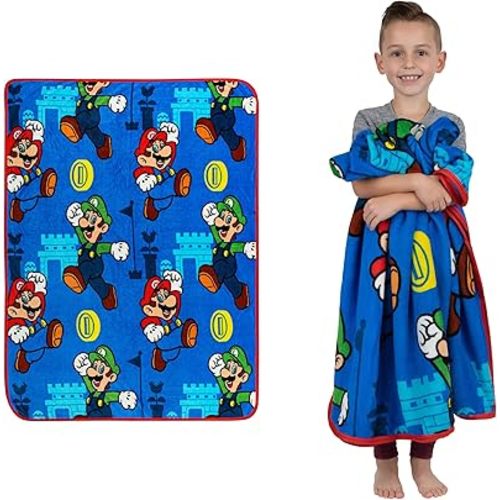 Franco Kids Bedding Super Soft Plush Throw Blanket, 46 in x 60 in, Mario