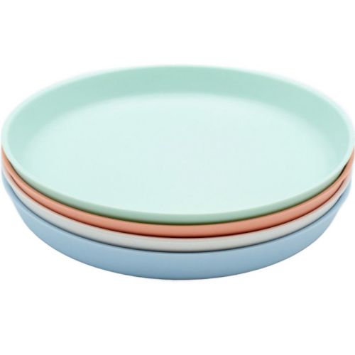 WeeSprout Bamboo Plates, Kid-Sized Bamboo Kids Plates, Dishwasher Safe Bamboo Plate for Kids, 4 pack