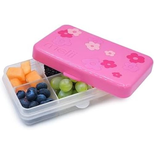 melii Mini Snackle Box – 6 Compartments, Divided Snack Container, Food Storage for Kids and Adults, Removable Dividers, Arts & Crafts, Beads, BPA-Free, Flowers