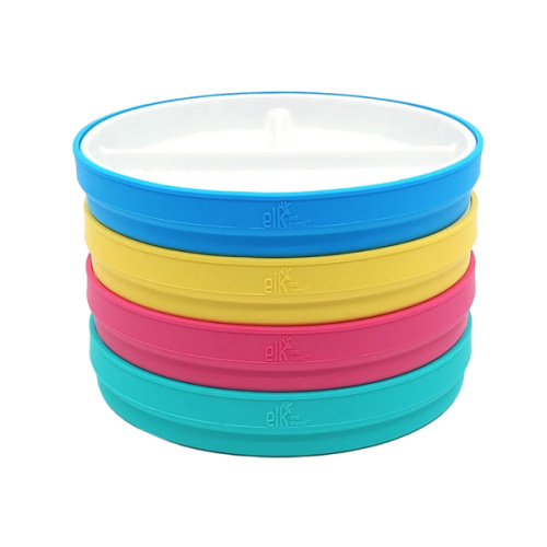 7.8"/20cm Porcelain White Divided Plates with Silicone Sleeves