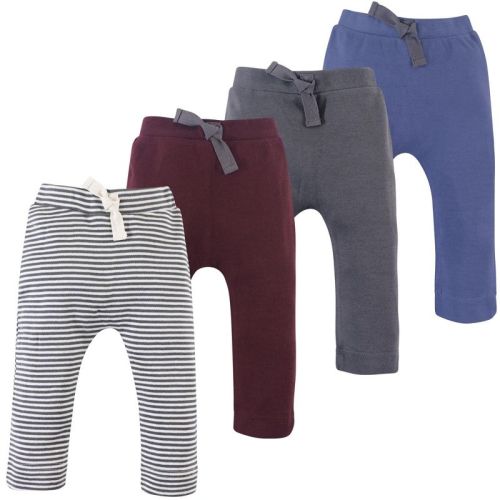 Touched by Nature Basics Infant Baby Organic Cotton Pants 4-Pack, Ocean Shadow Mix, 6-9 Months
