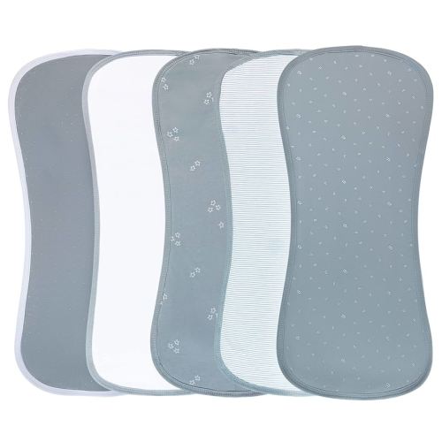 Ely's & Co. Baby Burp Cloths - 5pc Hourglass Shape with Extra Absorbent - Baby Bibs & Burp Cloths Baby Girl and Baby Boy, Newborn Essentials (Blue Leaf)