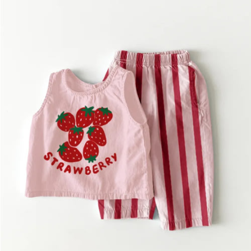 STRAWBERRY Baby Toddler Stripe 2 Piece