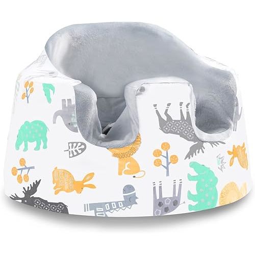 SMTTW Seat Cover Compatible with Bumbo Seat, Summer Cooling Breathable Seat Cover for Baby Boy Girl(Grey Animals)