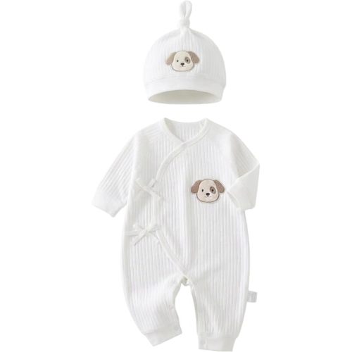 (1-3m) 100% Cotton Baby Romper with Hat