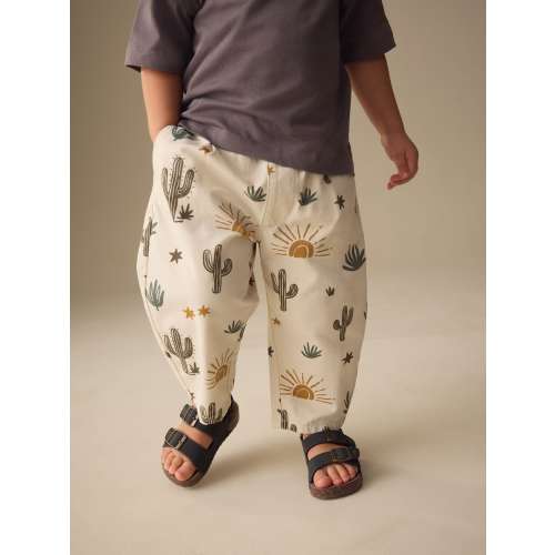 Neutral Cactus Print Barrel Pull On Trousers (3mths-7yrs) (3mths-7yrs)