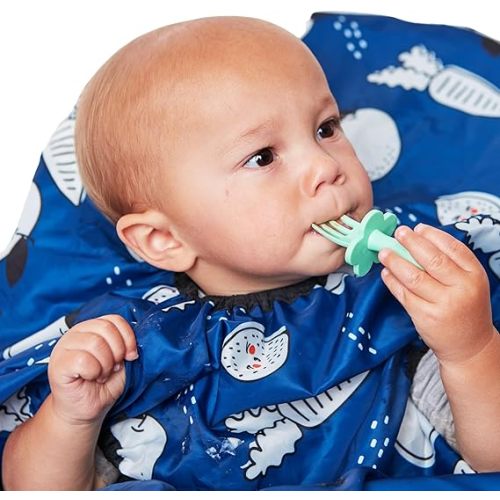 grabease Allover Waterproof Bib for Self-Feeding Infants and Toddlers, Machine Washable, Ages 6-24 Months
