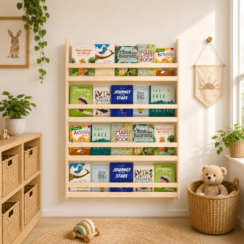 Kids Bookcase NZ | Montessori 4-Tier Bookshelf – Wood Collective – The Wood Collective