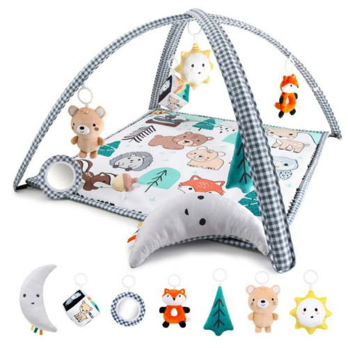 The Peanutshell Woodland 7-in-1 Activity Play Gym and Play Mat for Baby