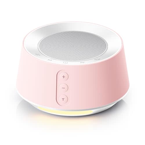BGOVERSS White Noise Sound Machine with 20 Soothing Sounds, 10 Colors Night Light Sleep Machines Home Office Travel, 5 Timers and Memory Feature Sound Machine for Nursery Baby Kids Adults, Pink