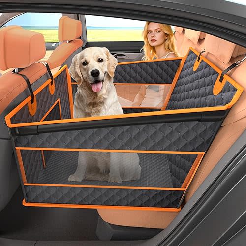 Instraella Dog Car Seat for Large Dogs, Half Back Seat Extender with Hard Bottom, Waterproof Non-Slip Pet Car Seat for Cars, SUVs and Trucks, Fits Medium Dogs