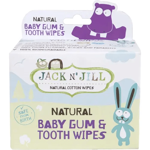 Jack N' Jill Baby Gum & Tooth Wipes - Natural & Safe, Contains only Water & Xylitol, Soft Cotton, Free from Fluoride & Sugar, Baby Mouth Wipes - 25 Individually Wrapped Wipes