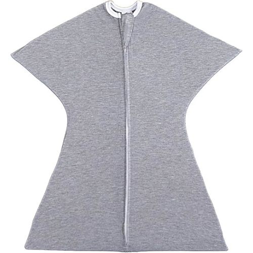 SleepingBaby Zipadee-Zip Transition Swaddle - Cozy Baby Swaddle Blanket with Zipper Convenience - Roomy Wearable Blanket for Easy Diaper Changes - Heather Grey, Medium (6-12 Month)