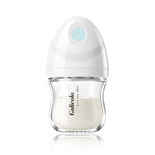 Gulicola Natural Small Glass Baby Bottle 3 oz, Very Slow Flow Nipple, 1 pk - White