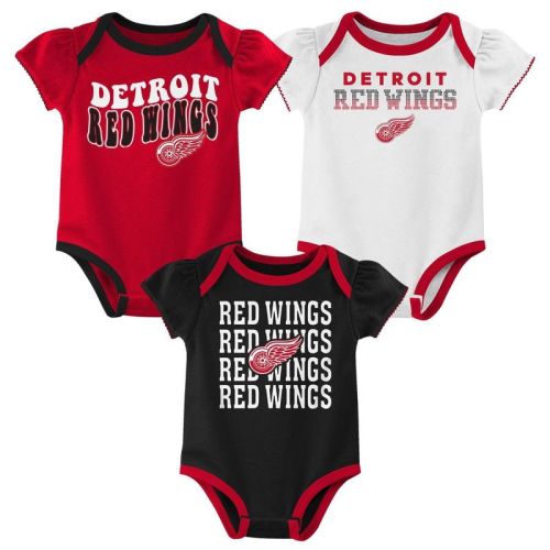 NHL Detroit Red Wings Infant Girls' 3pk Bodysuits - 3-6M
