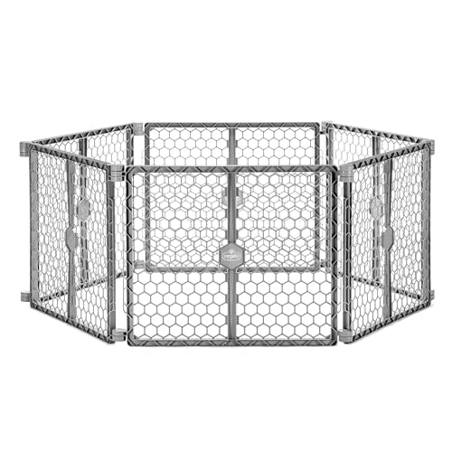 Regalo Safety 192" Super Wide Baby Gate & Play Yard, 2-in-1 Adjustable Playpen for Babies, Toddlers & Pets, Includes Wall Mount Kit, Plastic, Gray