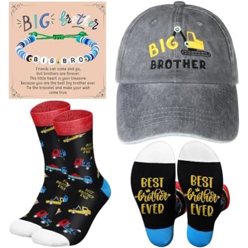 Skicuff 3 Pcs Big Brother Gifts for Boys Bracelet Baseball Caps and Sock for Birthday Gift