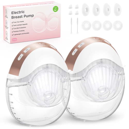 Jheppbay All-in-One Electric Hands Free Breast Pump,Privacy Protection, Prevent Leakage, 5s Quick Assembly, with 17/19/21/24 mm Flange, 2 Pack（White）