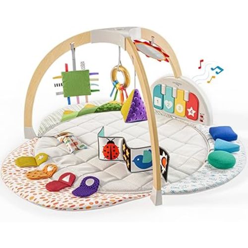 Little Acorn, Montessori Inspired Wooden Kick & Play Baby Gym | Musical Piano | Tummy Time Activity Center | Play Mat for Newborns & Infants | Toys for Ages 0-6+ Months