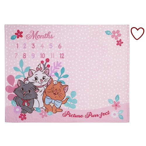 NoJo Disney Aristocats Pink Picture Purr-FECT Super Soft Photo Op Milestone Baby Blanket
