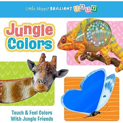Little Hippo Books Jungle Colors | Touch and Feel Books for Toddlers 1-3 | Best Kid's Books and Board Books | Educational Children's Books and Sensory Books with Animals and Colors
