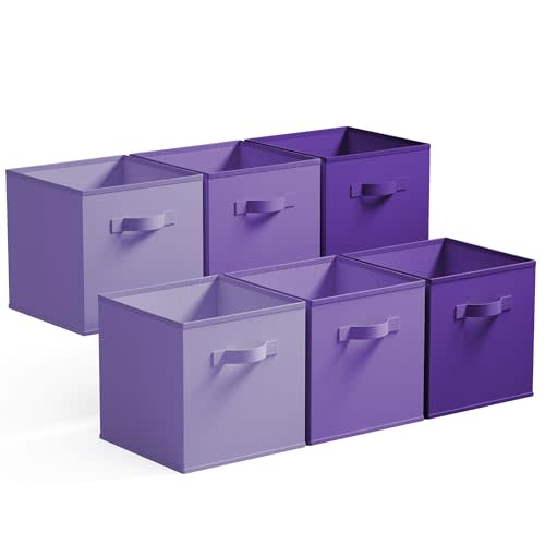 GRANNY SAYS 11 Inch Cube Storage Bins, 6 Pack Cube Storage Organizer with Handles, Storage Cubes for Shelves, Closet, Shelf Oganizer Bins, Purple Gradient