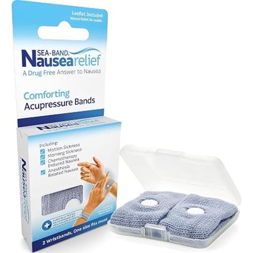Sea-Band Anti-Nausea Motion Sickness Bracelets, 1 Pair, Gray