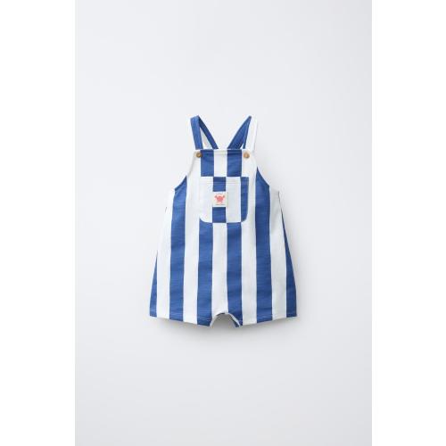 CRAB STRIPED OVERALL SHORTS - Bluish | ZARA